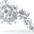 Illustration: Abstract 3D glossy white cubes background. Abstract 3D glossy white cubes background.