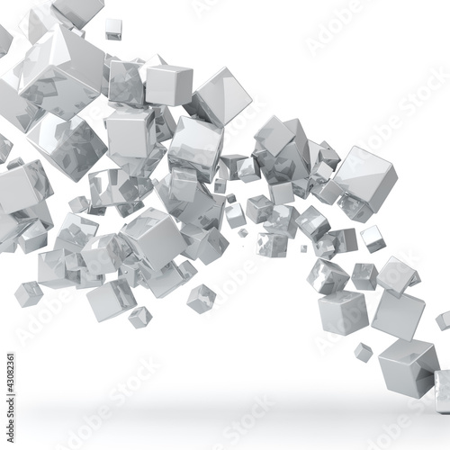 Illustration: Abstract 3D glossy white cubes background. Abstract 3D glossy white cubes background.