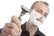 man with his shaving razor