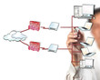 Hand drawing a security plan for a firewall system