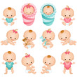 newborn baby icon set