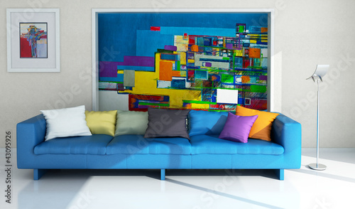 Illustration: Couch with an artwork Couch with an artwork