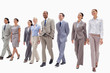 Smiling business team walking