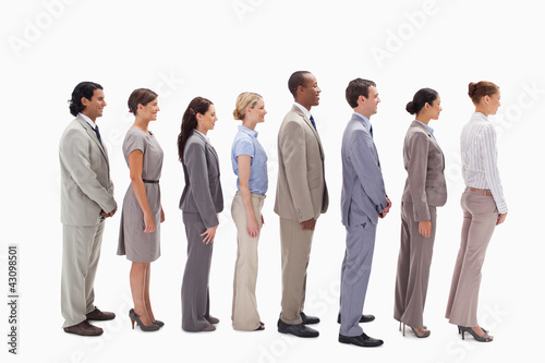 Photo: Profile of a business team in a single line Profile of a business team in a single line