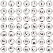 Boules de loto blanches numérotées de 1 à 49
