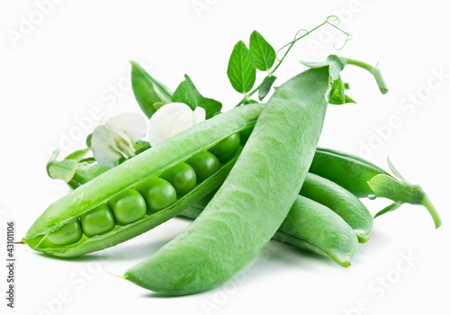 Photo: Pods of green peas with leaves Pods of green peas with leaves