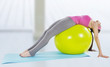 pilates woman stability ball gym fitness yoga exercises girl