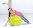 attractive fit woman pilates exercise isolated