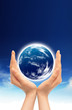 Hands and Earth. Symbol of environmental protection