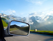 Car mirror detail, concept of speed