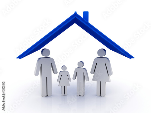 Illustration: Illustration of a house with family. safe home child protection. Illustration of a house with family. safe home child protection.