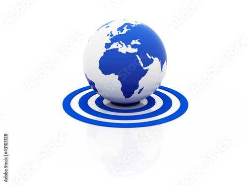Illustration: world on a blue target world on a blue target