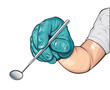Vektor: hand_with_dental_mirror hand_with_dental_mirror