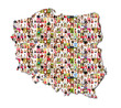 Ilustração: map of poland with a lot of people portraits map of poland with a lot of people portraits