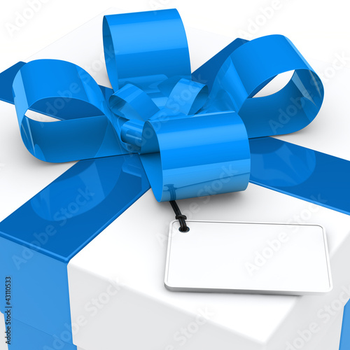 Illustration: gift box blue ribbon gift box blue ribbon