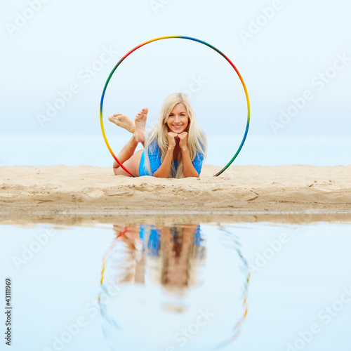 Photo: girl training on beach girl training on beach