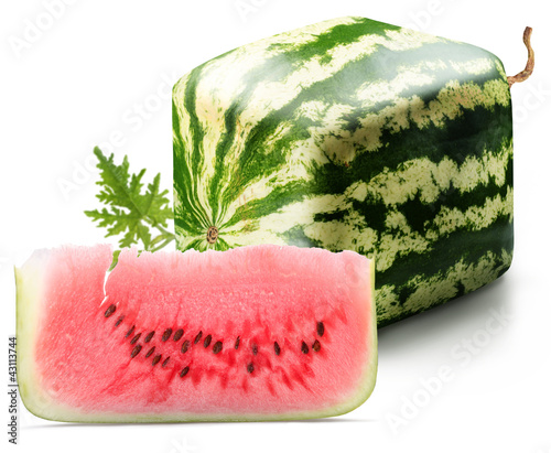 Photo: Cubic watermelon with slice Cubic watermelon with slice