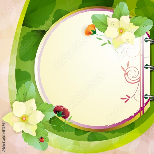 Vector: Piece of paper with colorful flowers Piece of paper with colorful flowers