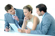 Business team working with electronic tablet