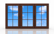3d closed plastic window on white background