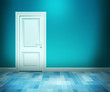 Illustration: Door in Blue Bath Room Door in Blue Bath Room