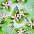 Elegance seamless flowers pattern on blue background