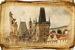 streets of Old Prague made in artistic watercolor style