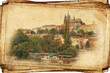 streets of Old Prague made in retro style, like postcards
