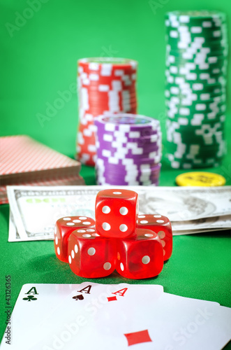 Photo: chips and cubes for poker chips and cubes for poker