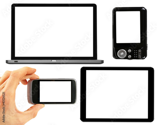 Photo: set of electronic gadgets with blank screens set of electronic gadgets with blank screens