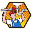 Plumber Worker With Adjustable Wrench