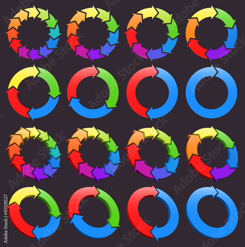Vector: Set of circular colored arrows icons Set of circular colored arrows icons