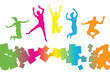 colourful jumping people