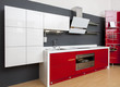 Modern kitchen interior with red decoration