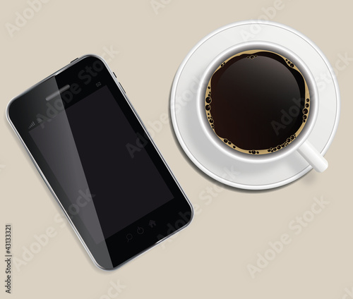 Vector: coffee cup with abstract tablet vector illustration on business coffee cup with abstract tablet vector illustration on business