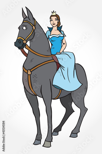 Vector: The animation princess on a horse The animation princess on a horse