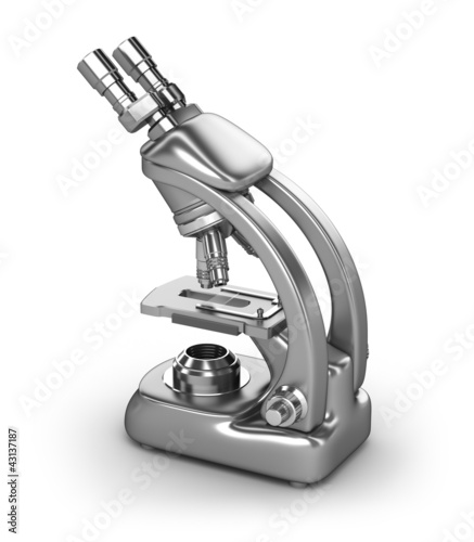 Illustration: Modern microscope isolated on white Modern microscope isolated on white