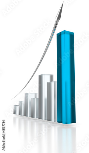 Illustration: Blue Graph and Up Arrow Blue Graph and Up Arrow