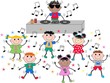mixed ethnic children dancing disco dj