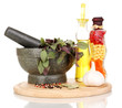 Set of ingredients and spice for cooking isolated on white