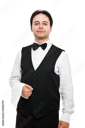 Photo: Waiter isolated on white Waiter isolated on white