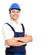 Young worker potrait isolated on white