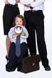 Little child speaking in to megaphone