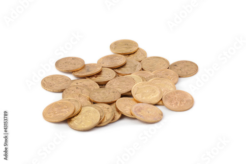 Photo: old coins on white background old coins on white background