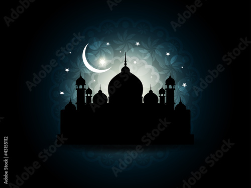 Vector: Beautiful religious eid background with mosque. Beautiful religious eid background with mosque.