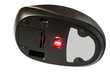 Photo: Computer wireless mouse with a glowing laser. Computer wireless mouse with a glowing laser.