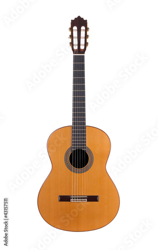 Foto: acoustic guitar on white background acoustic guitar on white background
