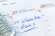Eintrag im Kalender: Krankenhaus