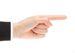 Photo: Pointing hand. Gesture of the hand on white background Pointing hand. Gesture of the hand on white background