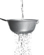 Water poured through a strainer